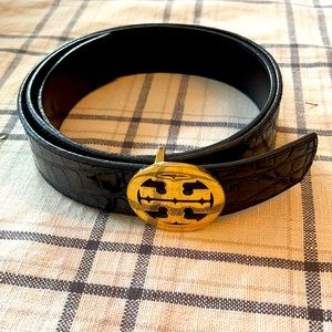 Tory Burch Black Embossed Belt